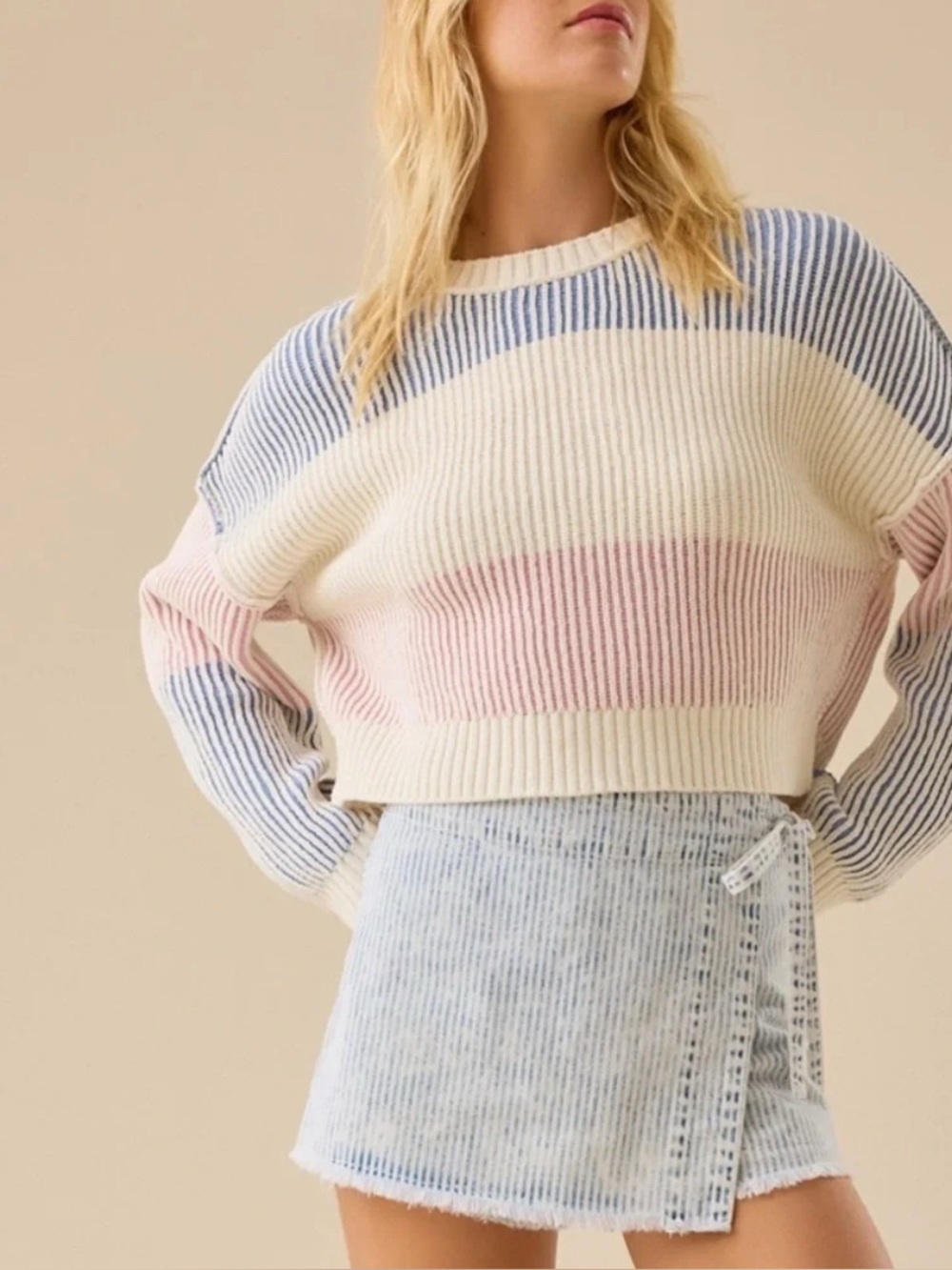 ALTAR'D STATE Sloane Ribbed Striped Sweater Size S NWT